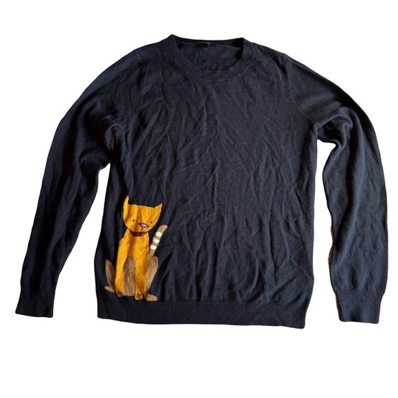 J. Crew Sweaters - J. Crew Women's Knit Cat Sweater Wool Blend, Navy, Size M
